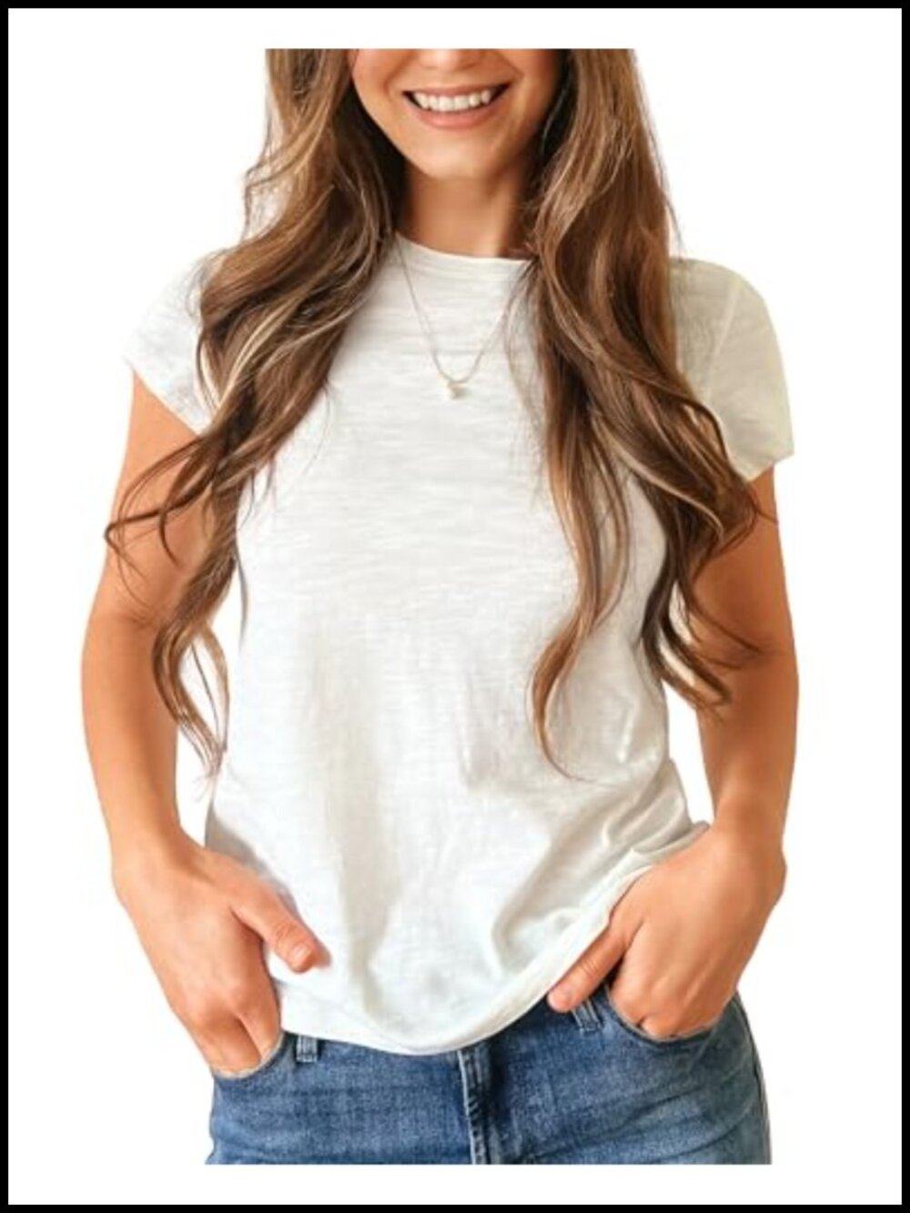 Womens Modal Cotton Slub Crewneck Short Sleeve T-Shirt Loose Fit Basic Tee